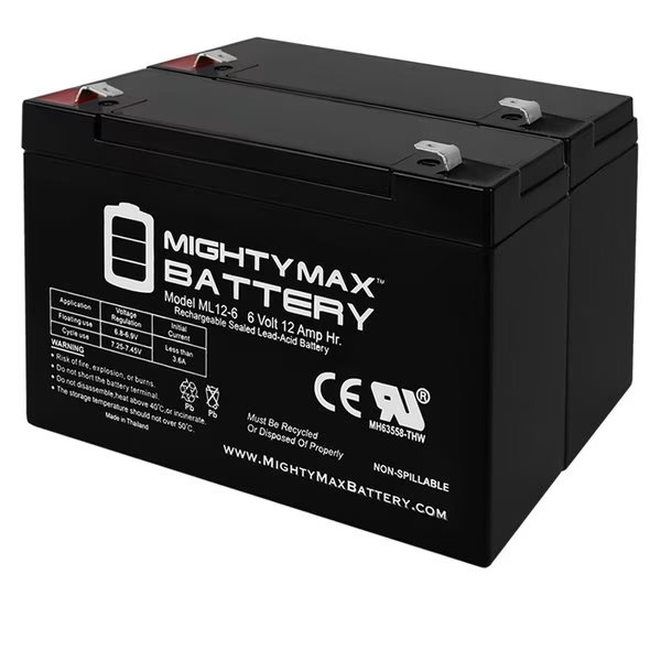 6V 12AH F2 Replacement Battery for Sure-Lites D3 - 2PK, Mighty Max Battery, Mfr#: MAX3967821
